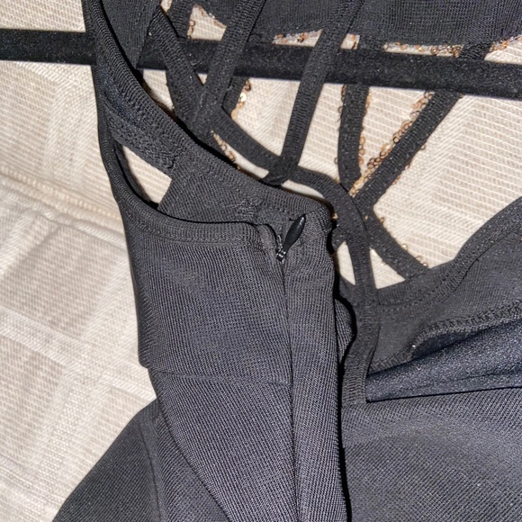 Black and Gold Strappy Formal Dress - Picture 3 of 3